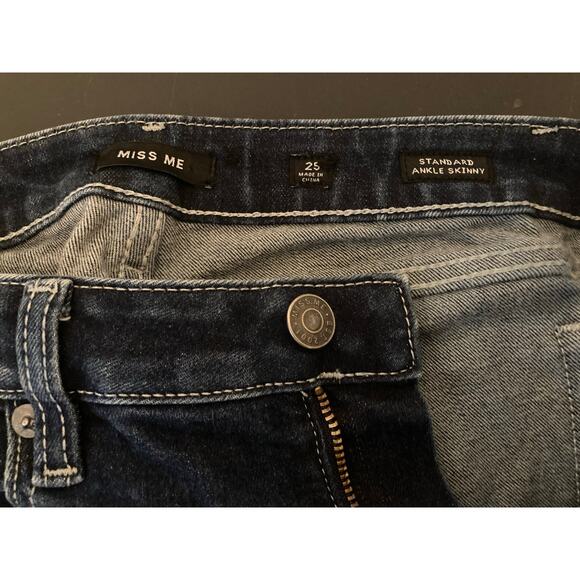 Miss Me Standard Ankle Skinny Size 25 Inseam 24 Distressed Embroiled Beeds - Picture 8 of 11